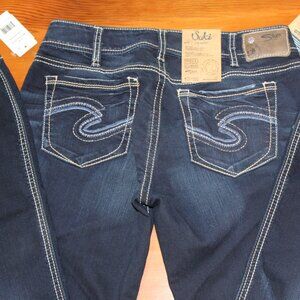 NWT SILVER SUKI MID RISE SLIM BOOTCUT SUPER STRETCH LEG 32/33 DARK BLUE
